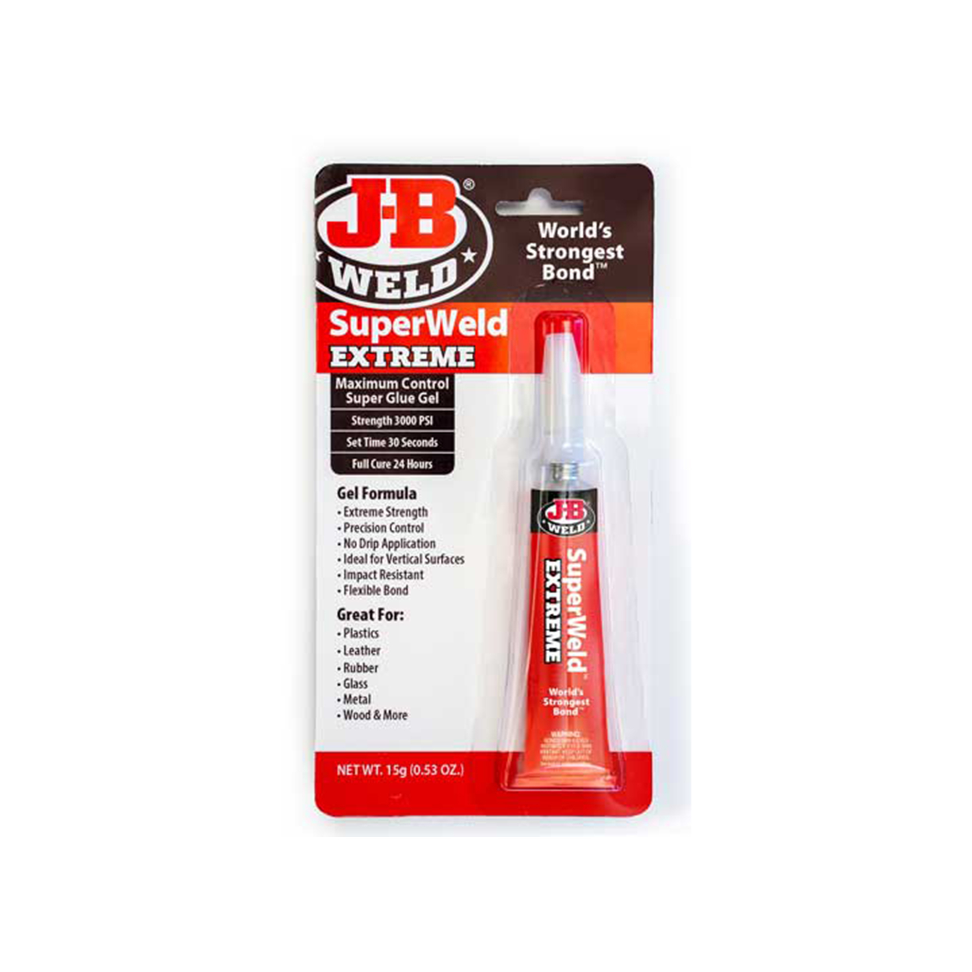 JB Weld SuperWeld Extreme Glue Tube — 15g, Flexible, High-Strength, Precision Tip, Model# JBW33400